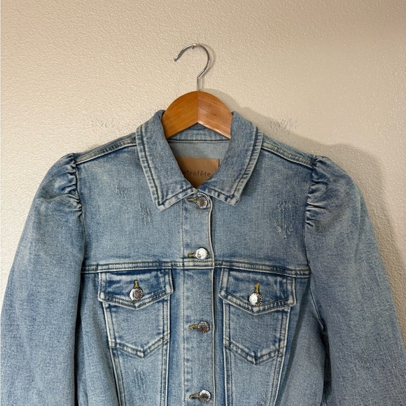 REVOLVE Retrofete Lema Denim dress Western Puff Sleeve size Medium H28 - Picture 5 of 13